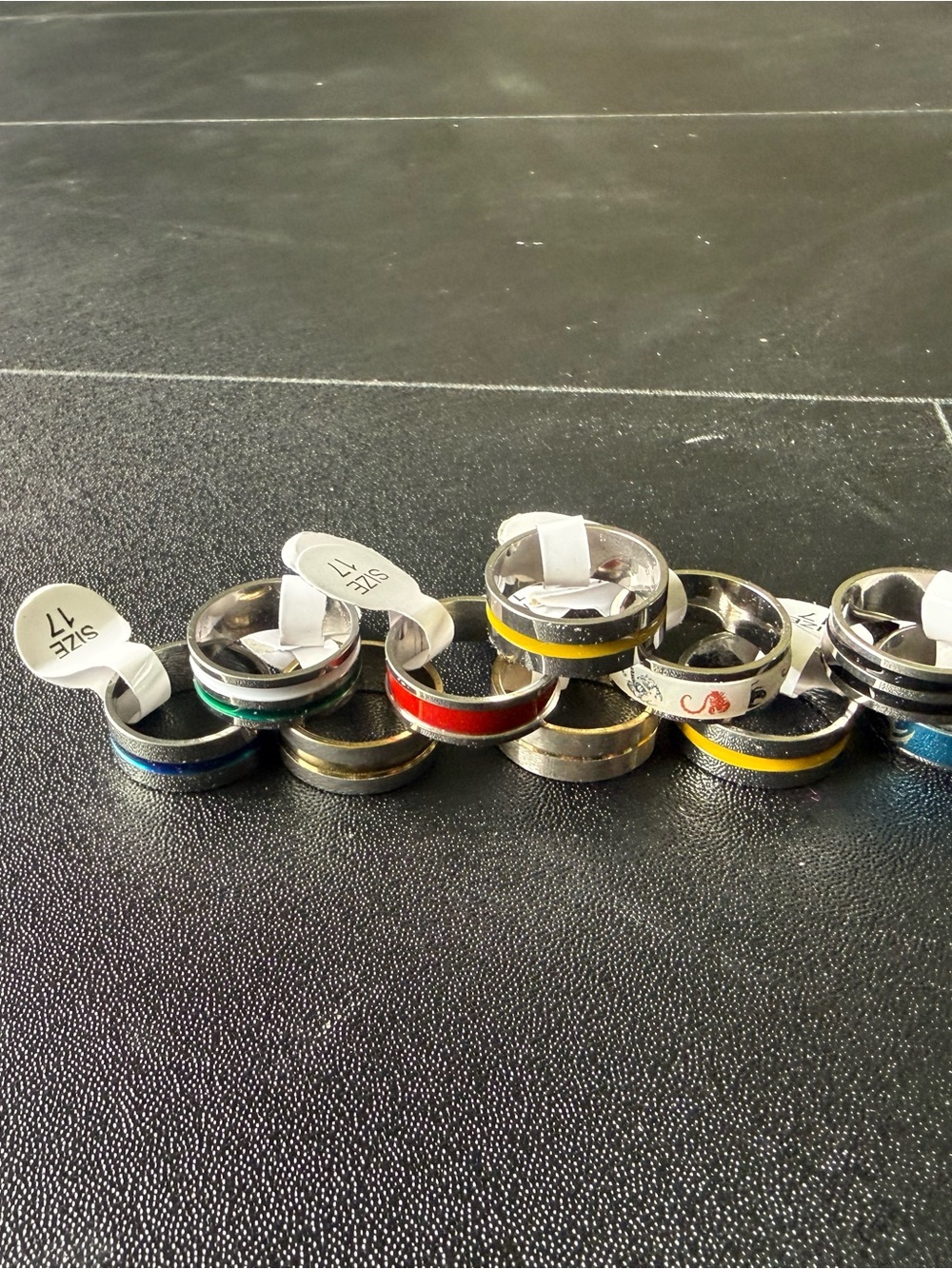 Bundle of 10 Women’s Black and Multicolor Inlay Stainless Steel Rings NWT